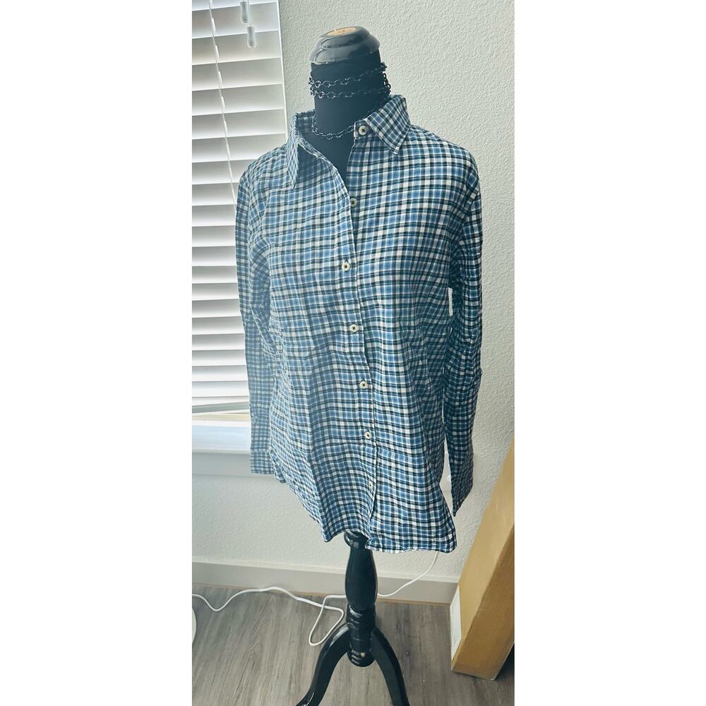 Plaid Long Sleeve Button Up Shirt -medium